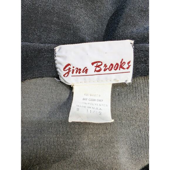 Vintage Gina Brooks Black Rhinestone Key Bow Dress Size 12 - Picture 7 of 7